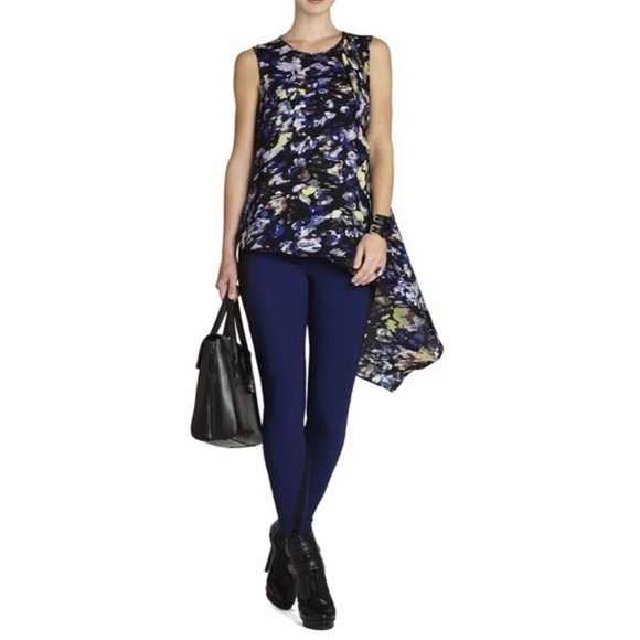 BCBG MaxAzria Edythe Blue Abstract Cascade Drape Sleeveless Top, XS - Picture 11 of 11